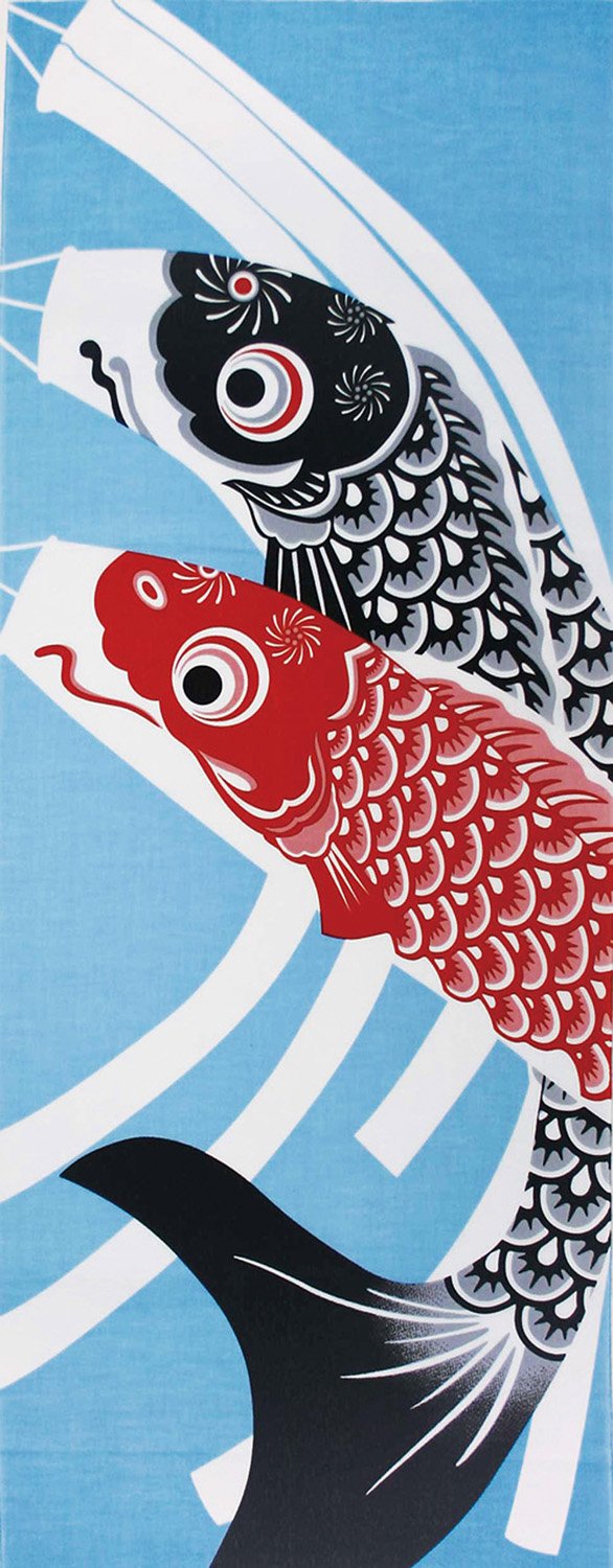 Yamako Japanese Tenugui (Japanese face Towel) Tapestry 4 Seasons 12 Months Pattern Series - May Koinobori Carp Banner 87550