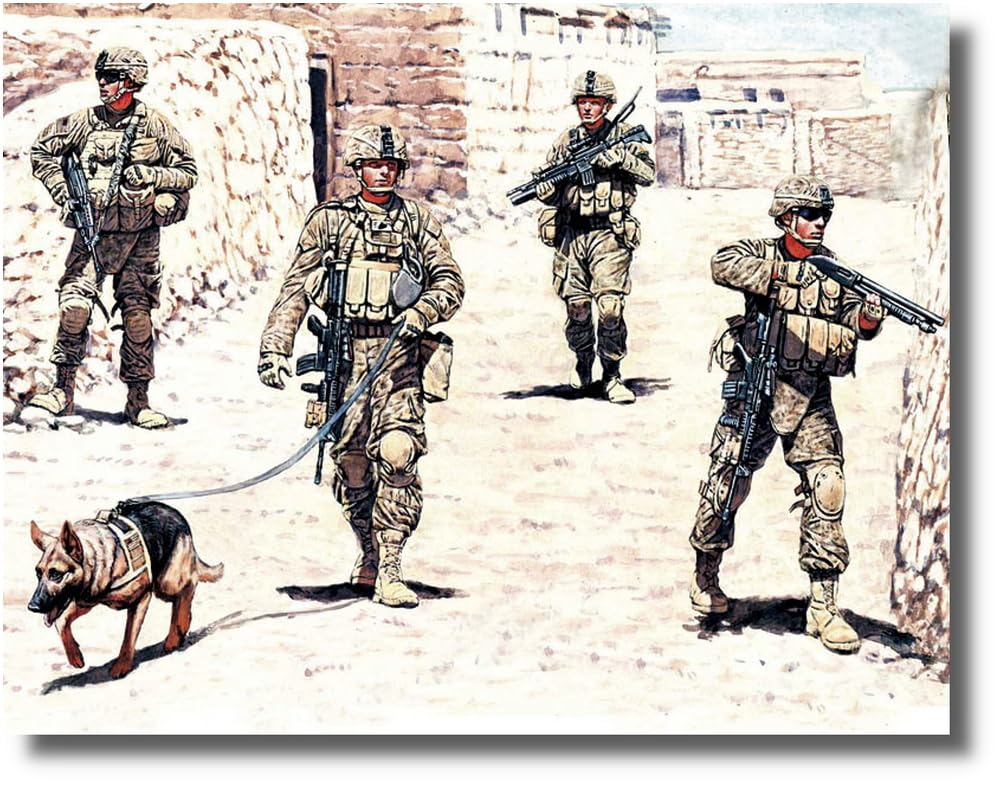 Master Box MB35154 1/35 US 4 Infantry + Military Dog Afghan War Investigation Plastic Model
