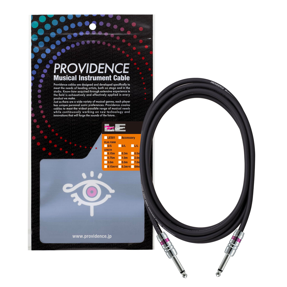 Providence LE501 Shielded Cable 7m S/S Plug (Straight/Straight), Black