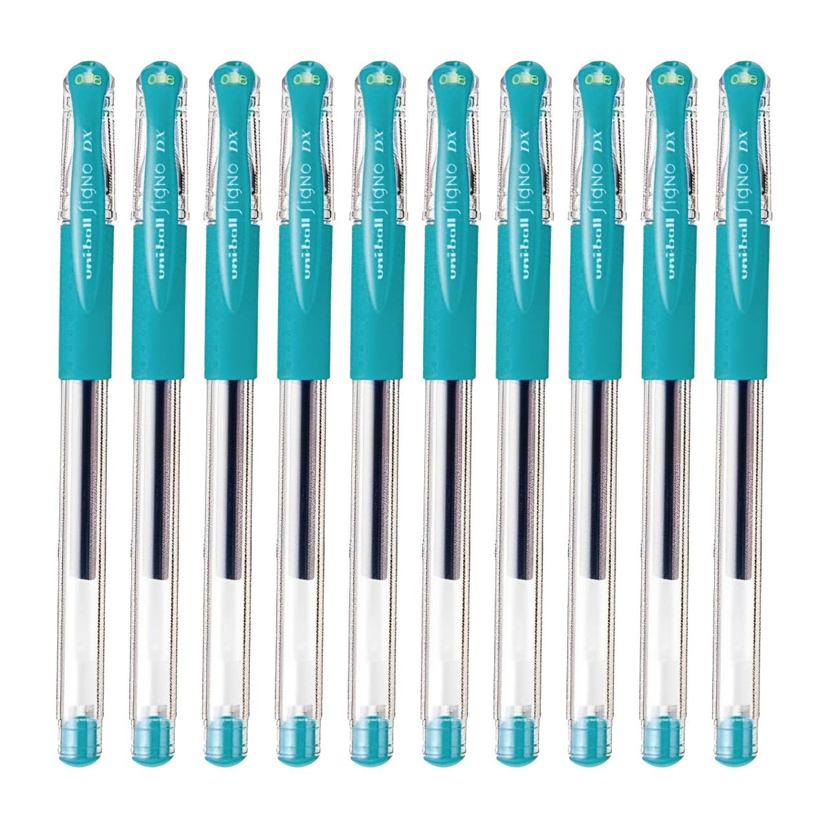 Uni-Ball Signo Snap Cap Gel Ink Ballpoint Pen, 0.38mm Extra Fine, Emerald, Y.UM151A.31, Pack of 10