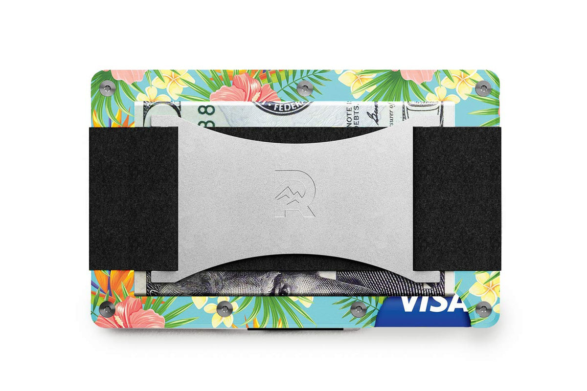 The Ridge Money Band, Cash Strap, Aluminum Wallet, Thinner Than a Smartphone, tropical