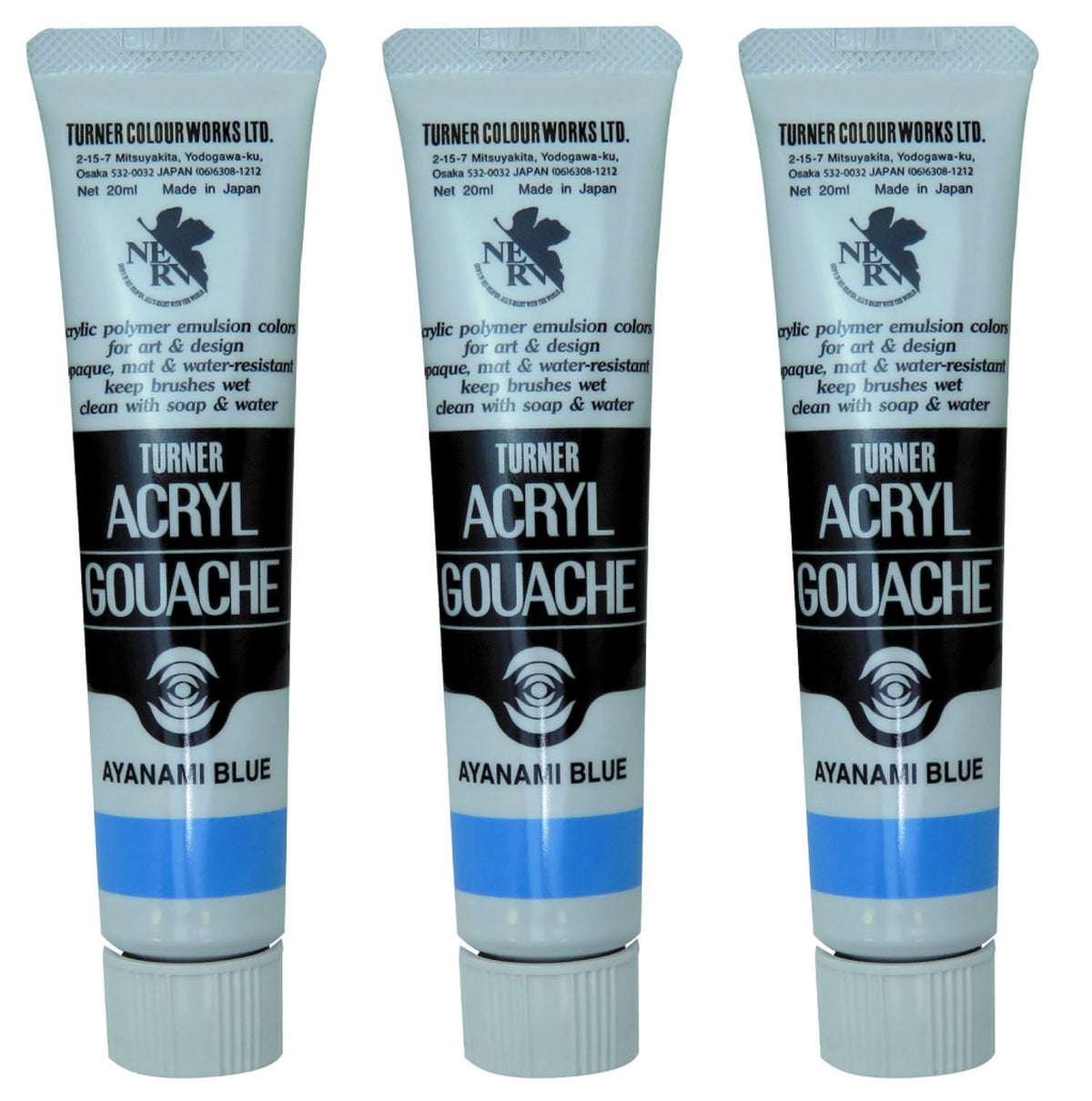 Turner Color Acrylic Gouache Evangelion 20th Anniversary Ayanami Blue Set of 3, 0.7 fl oz (20 ml) (No. 6)