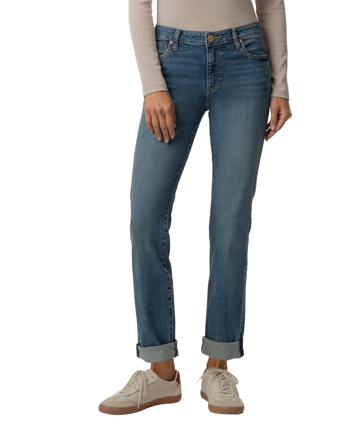 KUT from the Kloth Women's Catherine Mid Rise Rolled Cuff Boyfriend Jeans (Affecting, 8)