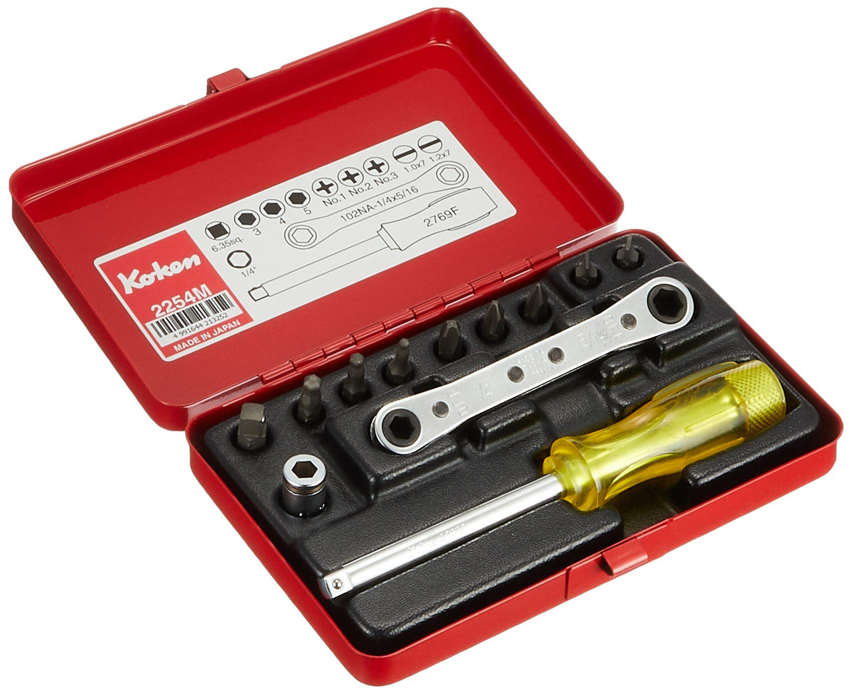 Ko-ken 2254M 1/4 Sq. Dr. Bit set 12 pieces