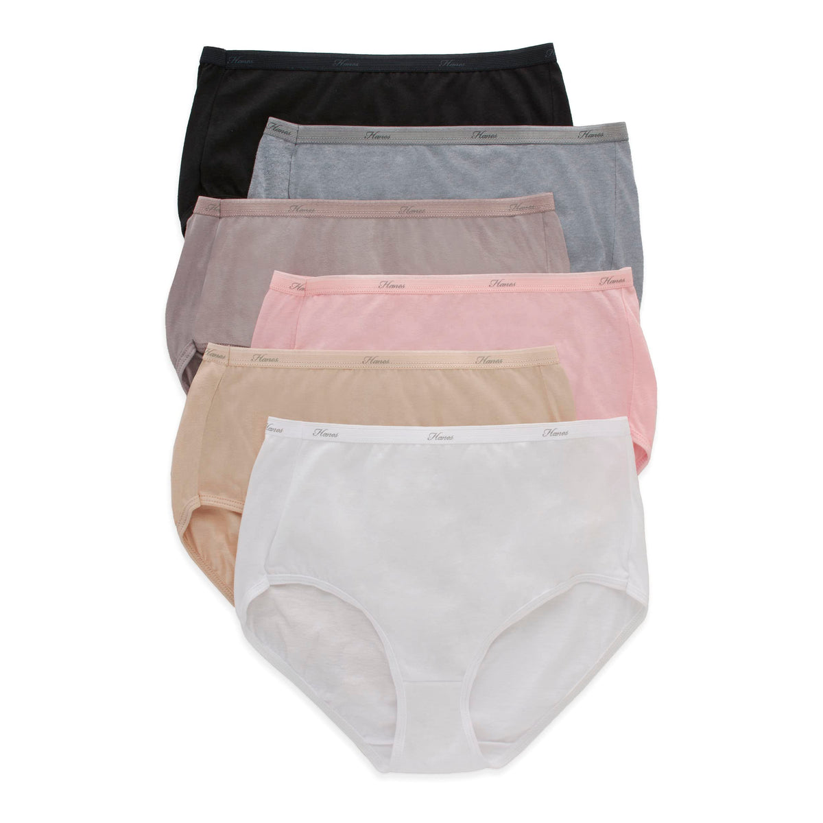 Hanes Womens High-waisted Panties, 6-pack, Moisture-wicking Cotton (Colors May Vary) Briefs-underwear, Body Tones, 9 US