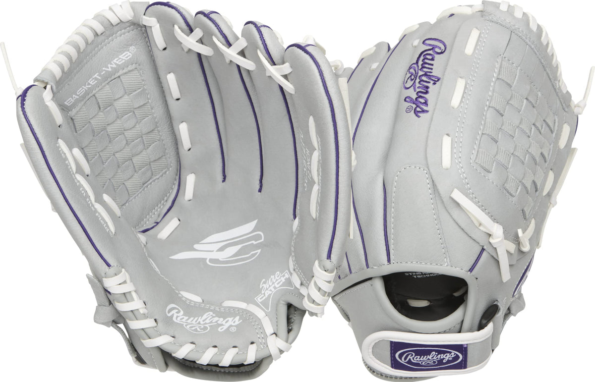 Rawlings | Sure Catch Series Fastpitch Softball Glove | Purple/Grey/White | RHT | 12'