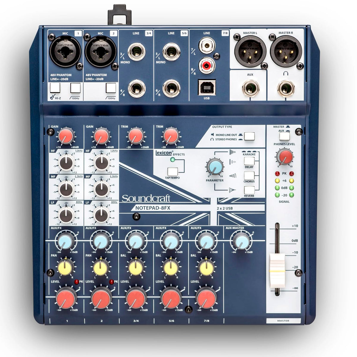 Soundcraft Harman PRO Soundcraft Notepad-8FX Small-Format Analog Mixing Console with USB I/O and Lexicon Effects - 8 Chan