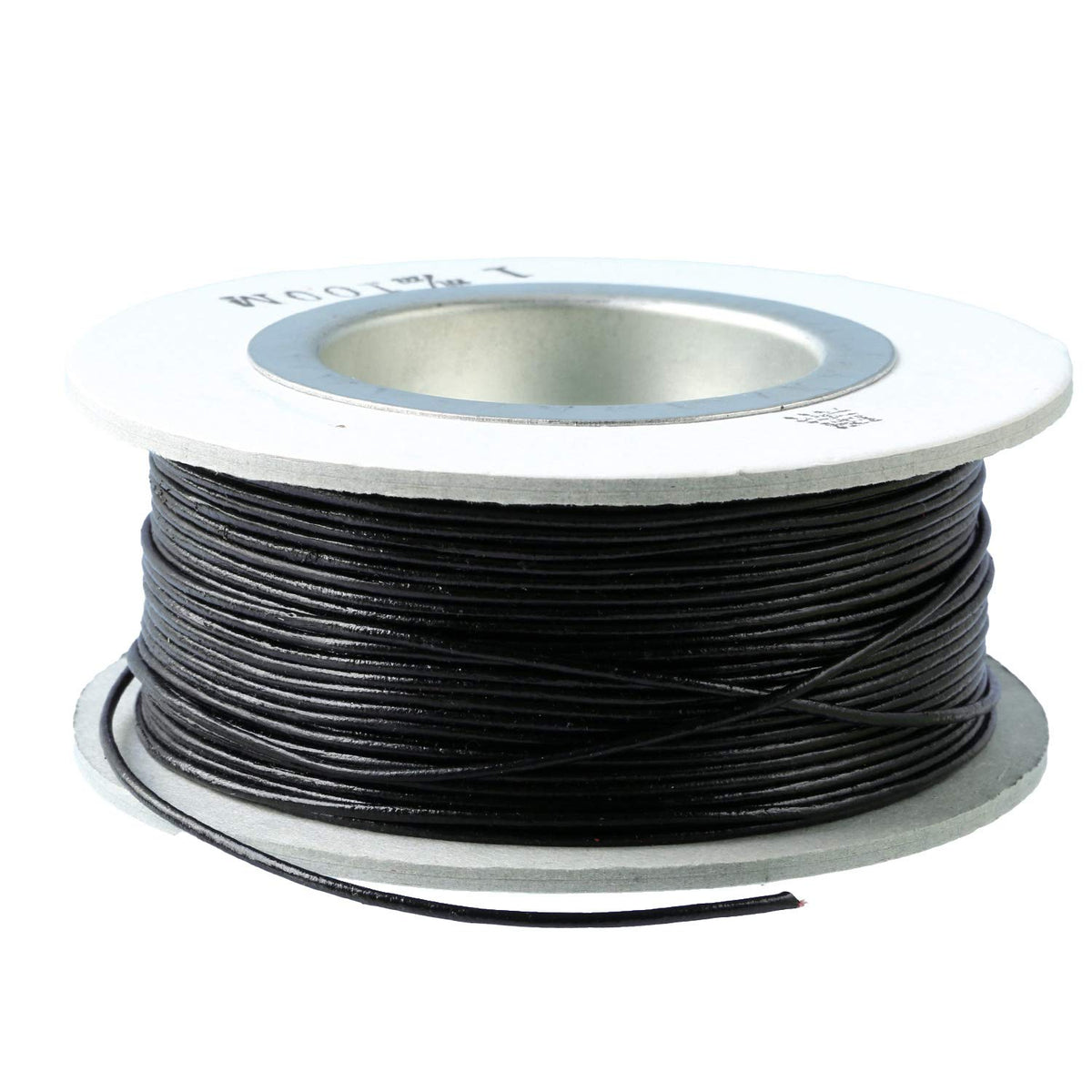Nippon Cord Button Trading Genuine Leather Round Cord for Accessories, Cut of 3.3 ft (1 m) 0.04 inch (1 mm) Black A10Y-19