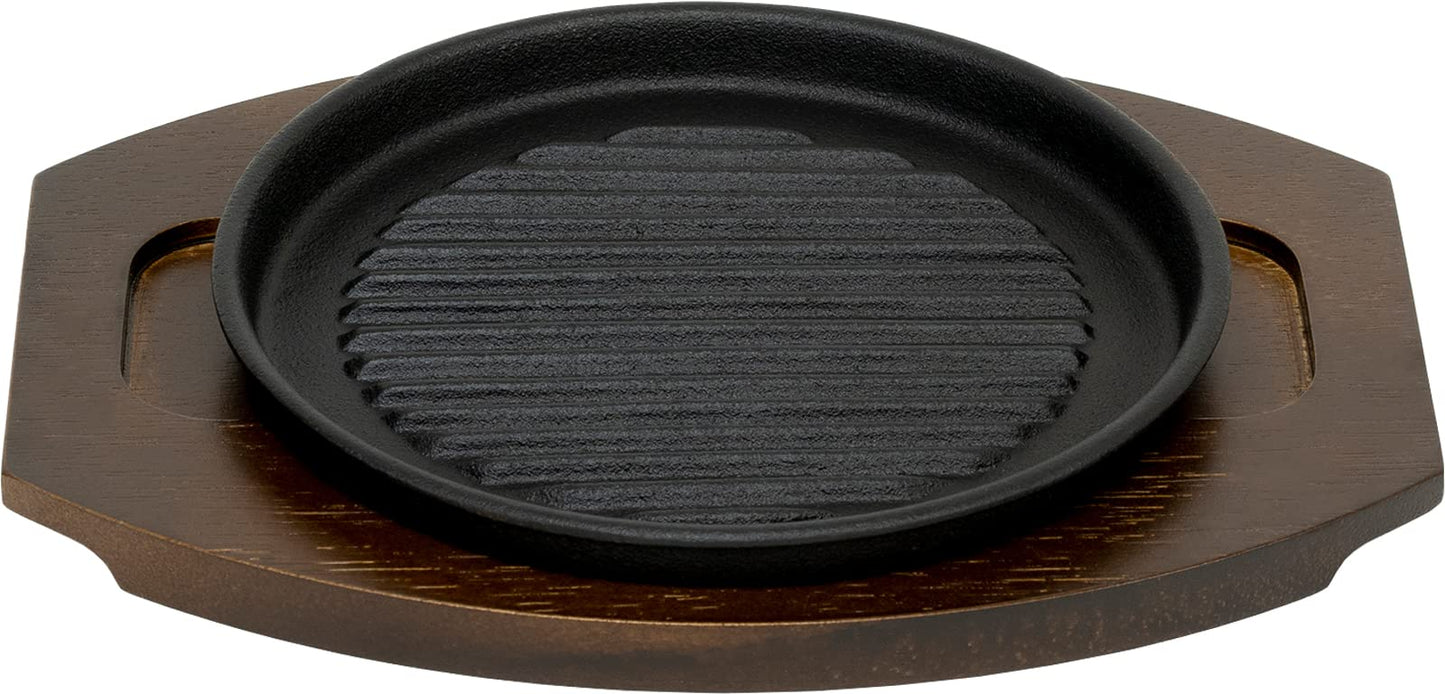 Ikenaga Ironwork 011427 Steak Plate, Diameter 7.5 x 0.8 inches (19 x 2 cm), Healthy Plate, Direct Fire, Induction Compatible