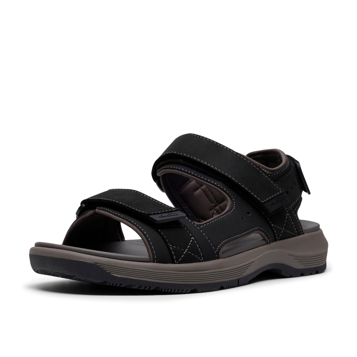 Clarks Guide Beautrek Men's Sandals, Easy to Walk in, Black Leather, 9.6 inches (24.5 cm)