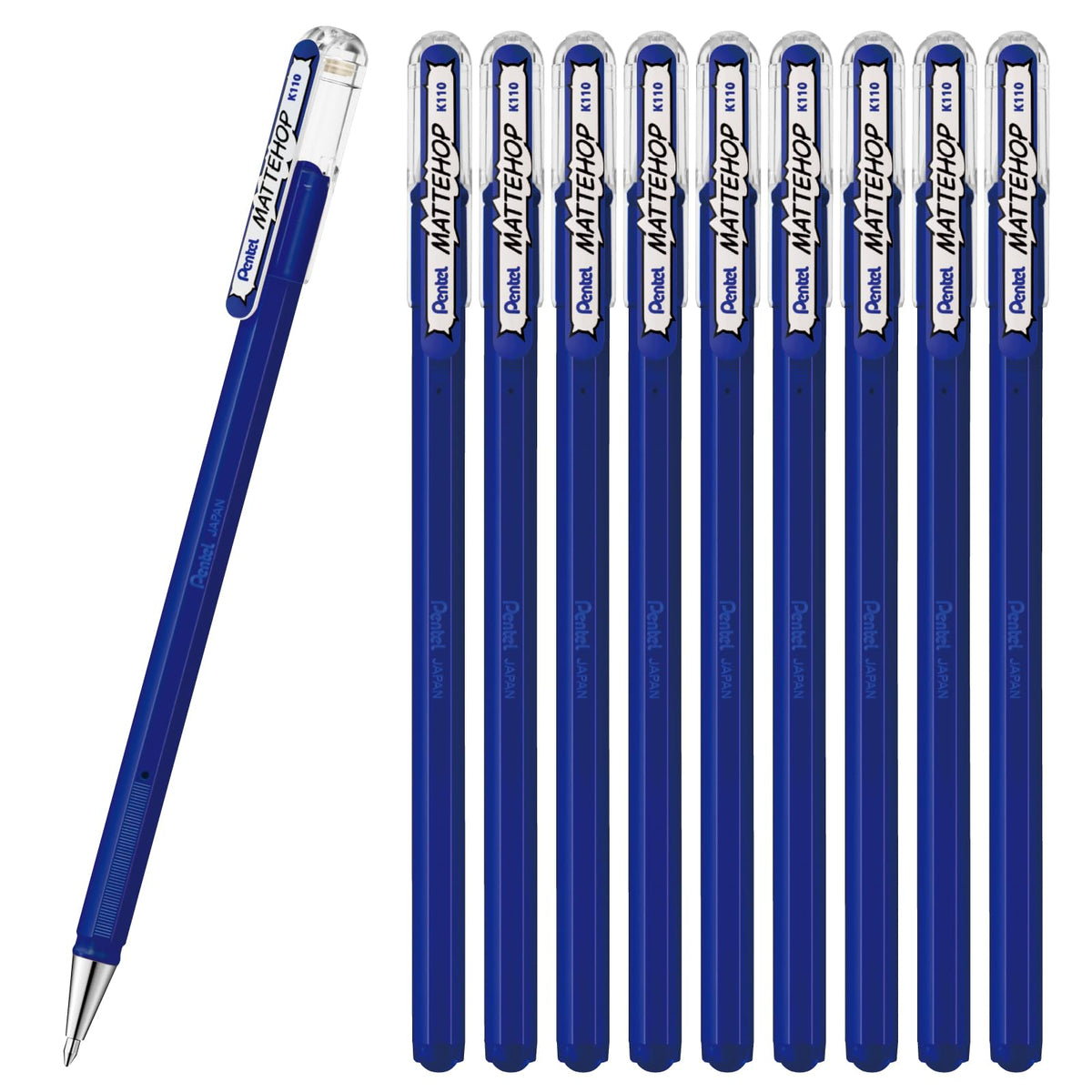 Pentel Color Ballpoint Pen, Matte Hop, Blue, 10 Count K110-VC