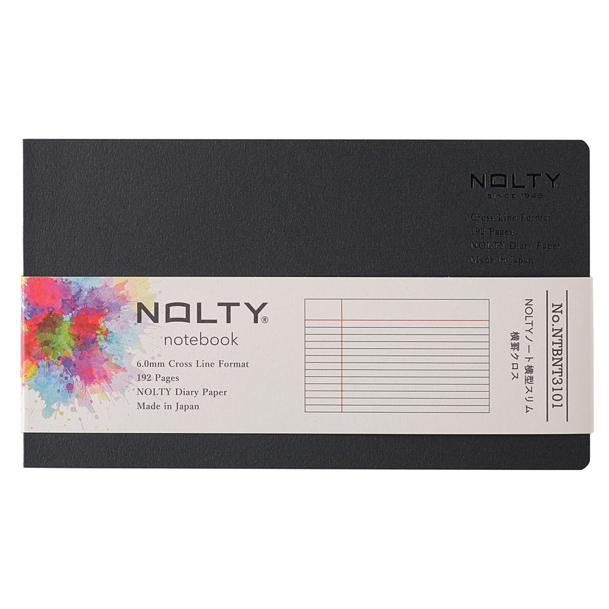 NOLTY NTBNT3101 Notebook, Slim, Horizontal Ruled Cloth, Black