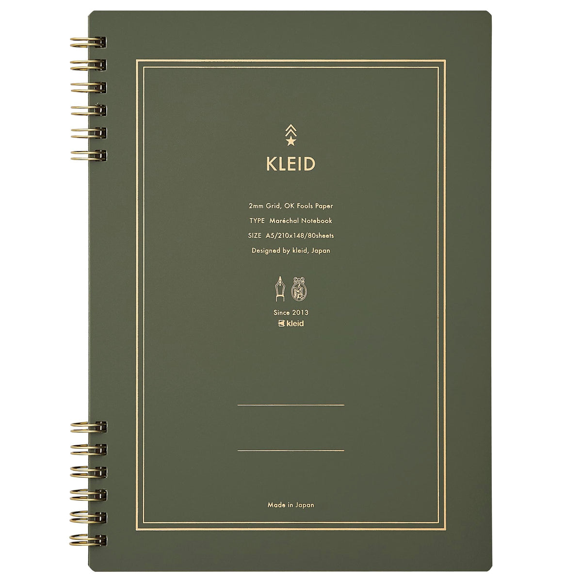 kleid 7201-02 Ring Notebook, Marechal Notebook, Olive A5, 0.08 inch (2 mm) Square