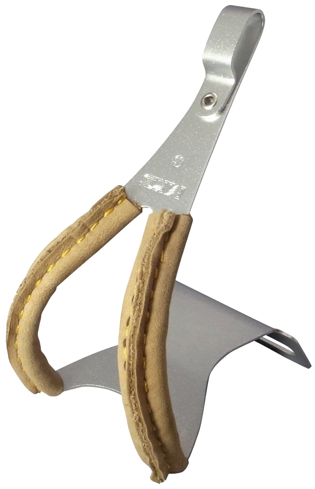 MKS Toe Clip Alloy w/Leather Bicycle Toe Clip (with Toe Clip Aluminum, Leather, Brown, Size: M