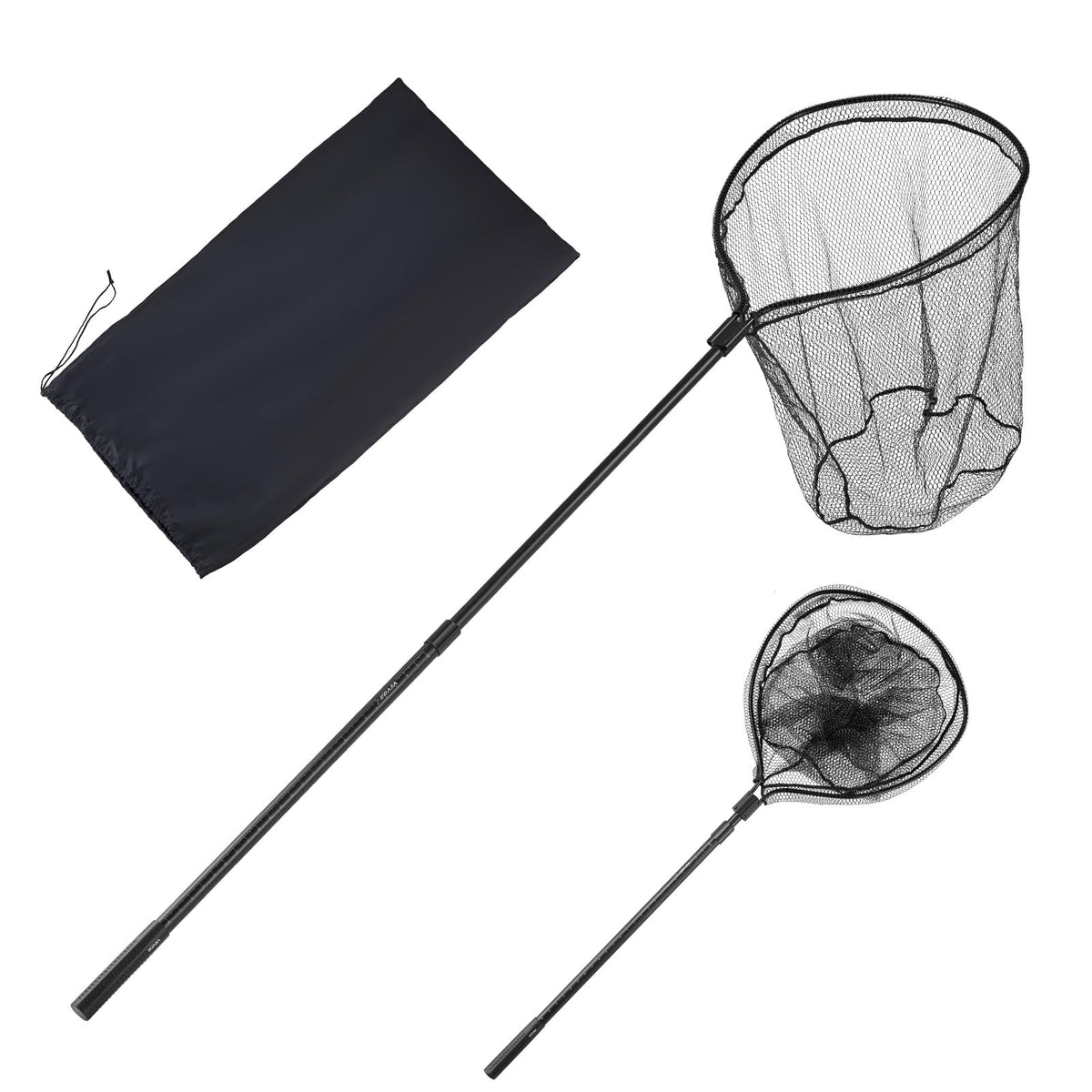 VEVOR Fishing Net, Landing Nets with Telescopic Handle, Portable Lightweight Stronger 6063 Aluminum Gear, Nylon Covered PVC, Durable, 26 inch Net Opening for Saltwater Bait Fish