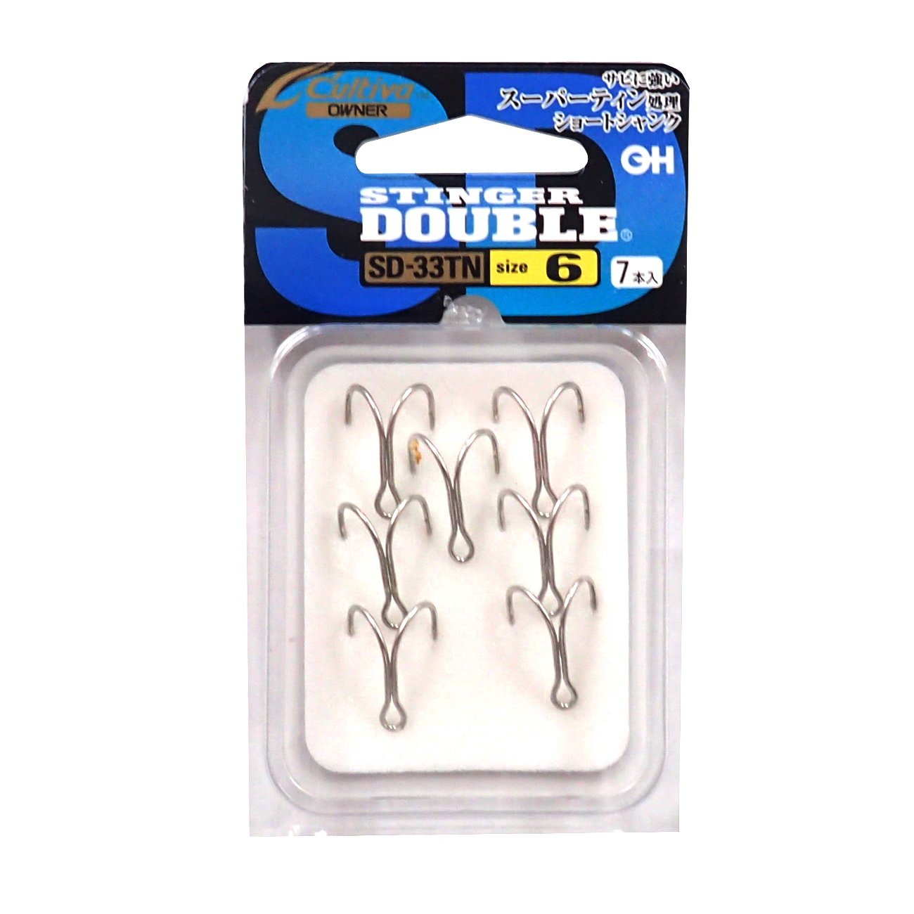 Owner SD-33TN Double Hook, Stinger Double, No. 6, 7 Pieces