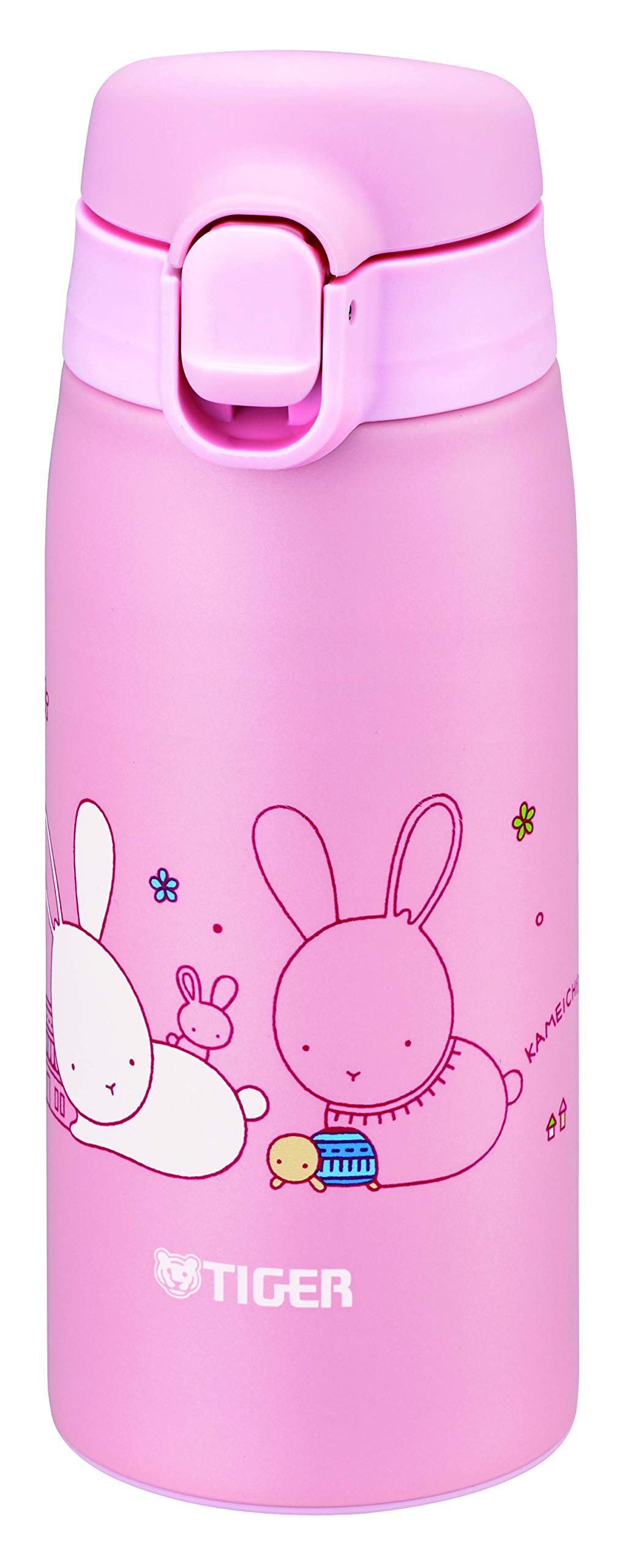 TIGER MCT-A035P Tiger Water Bottle, 11.8 fl oz (350 ml), Kameichido Mug, Stainless Steel Bottle, One-touch, Lightweight, Rabbit
