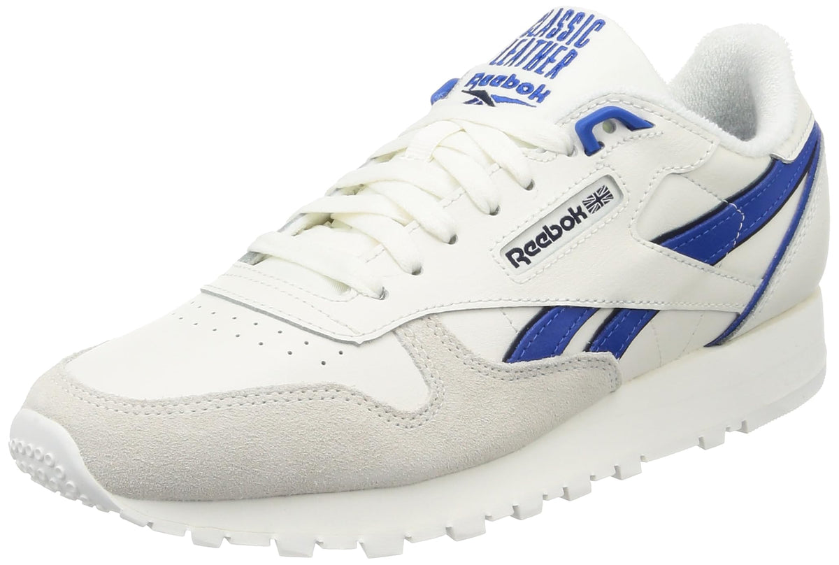 Reebok Unisex Classic Leather Sneaker, Chalk Vector Blue Vector Navy, 5 US