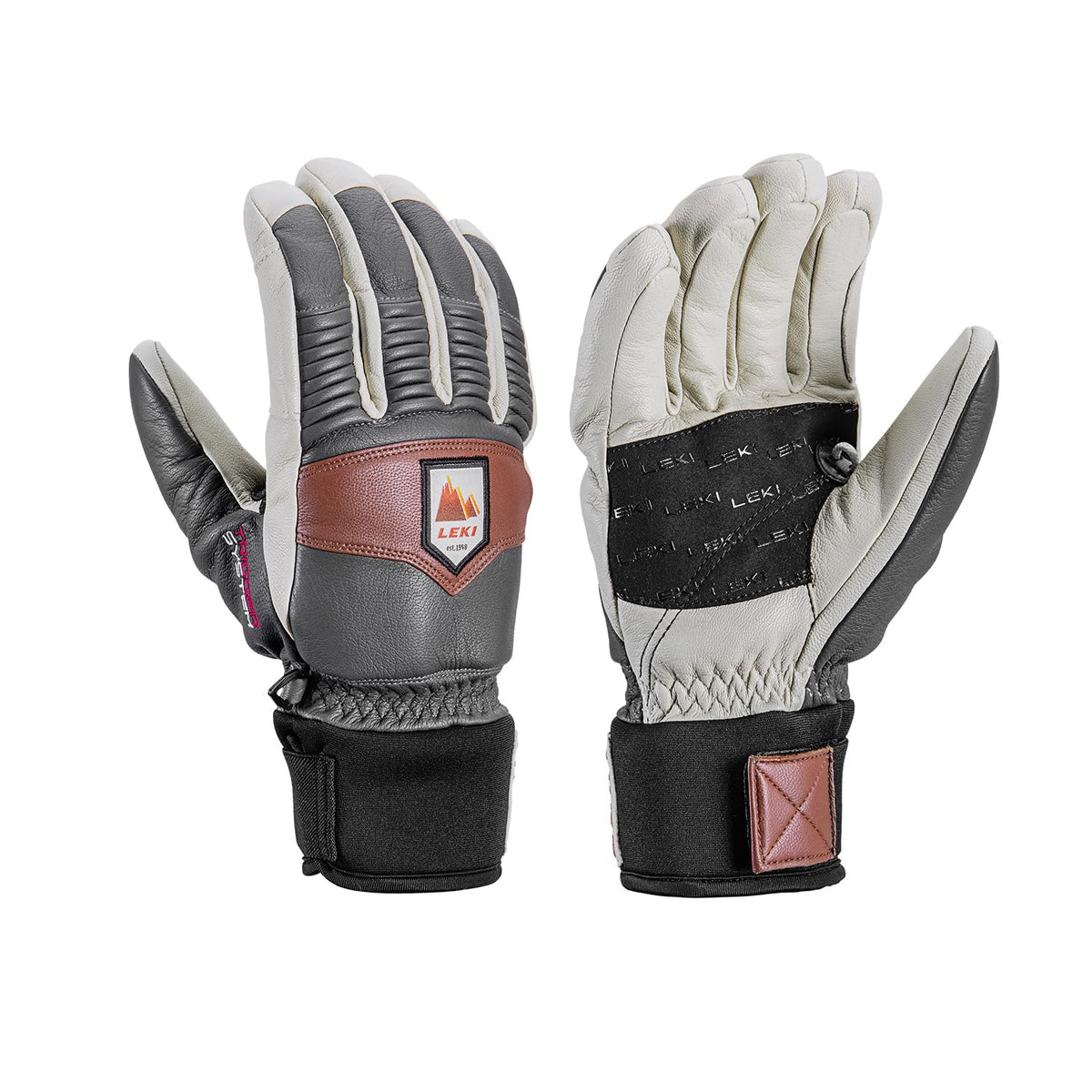 LEKI Patrol 3D Ski Gloves - Graphite - Offwhite - Maroon - Small