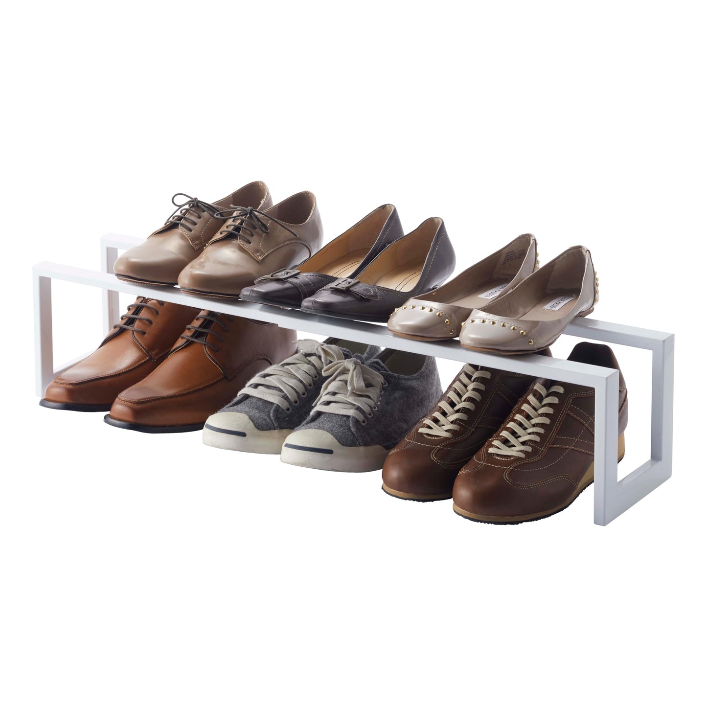 YAMAZAKI Home Line Expanding Shoe Rack, Metal, Adjustable - Single, 6" - Steel - Holds 4 To 8 Shoes