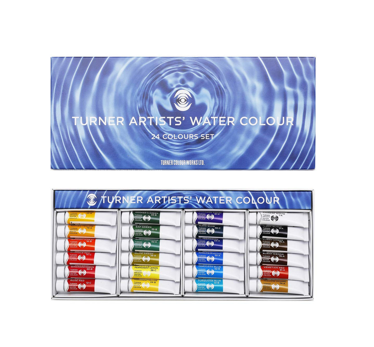 Turner's WT00524C Transparent Watercolor Paint, Set of 24 Colors, 0.16 fl oz (5 ml)