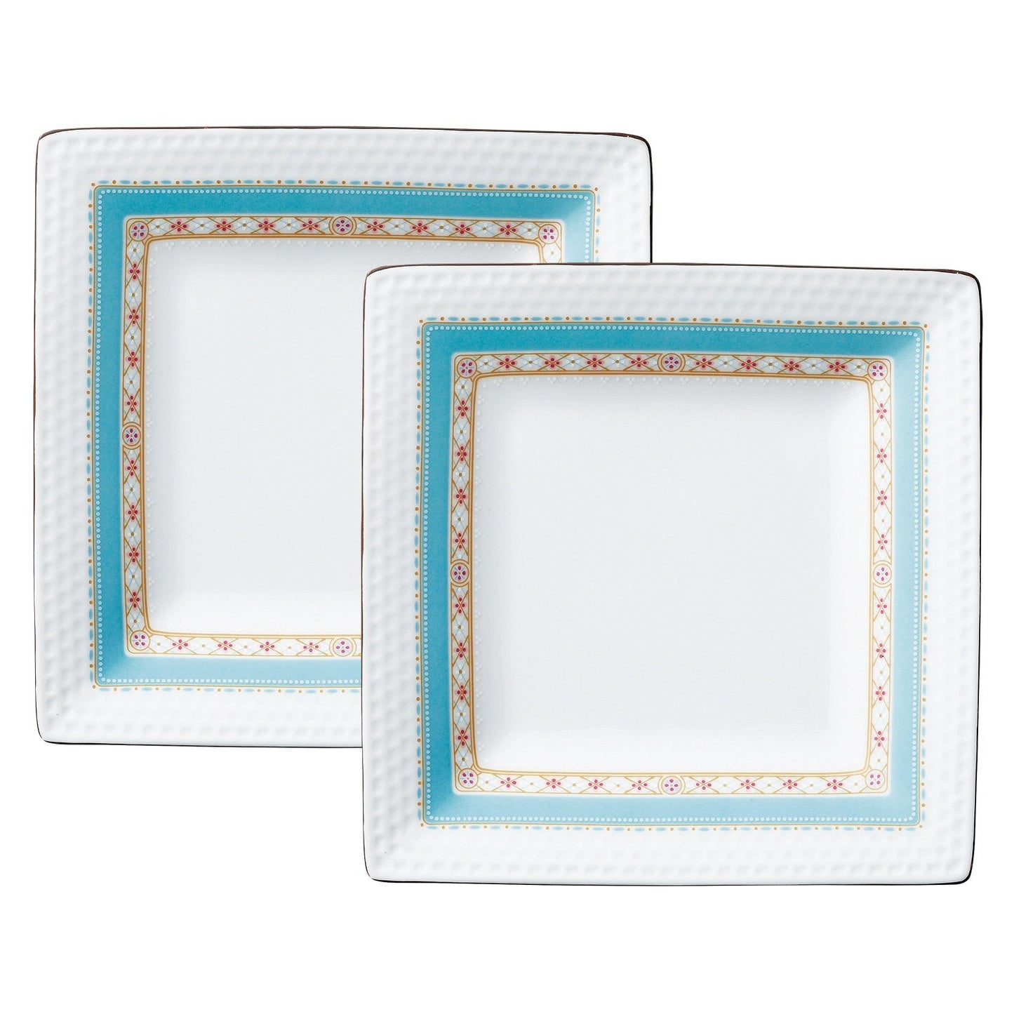 Noritake P5340A/1645 Square Plate (Pair Set) 7.5 inches (19 cm), Humming Blue, Microwave Safe, 2 Pieces, Fine Porcelain