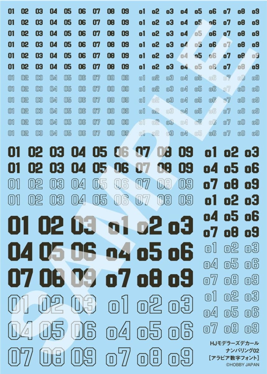 Hobby Japan HJ Modelers Decal Numbering 02 Black Decal for Plastic Model HJM004D6