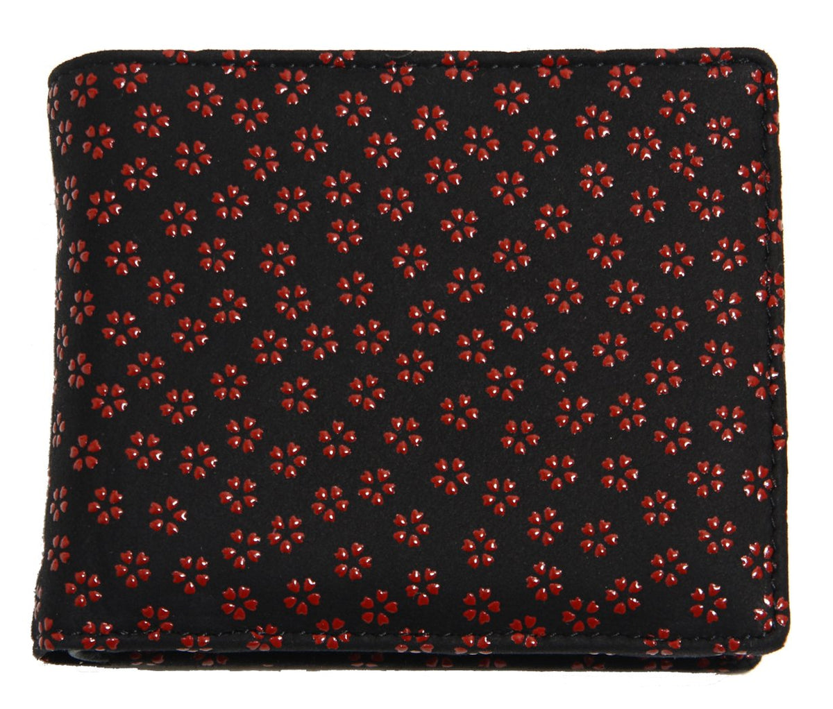 HASEGAWA Men's Deer Shammy Leather Two Fold Wallet Purse Wad Cherry Tree Red