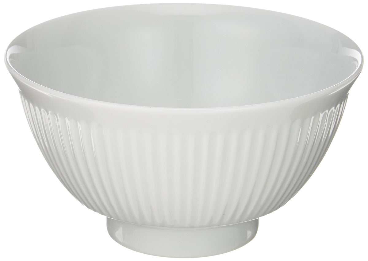 Hakusan Toki Rice Bowl, White, Yoshizu-Carved, Approx. φ4.7 x 2.4 inches (12 x 6.2 cm), Hasami Ware, Made in Japan