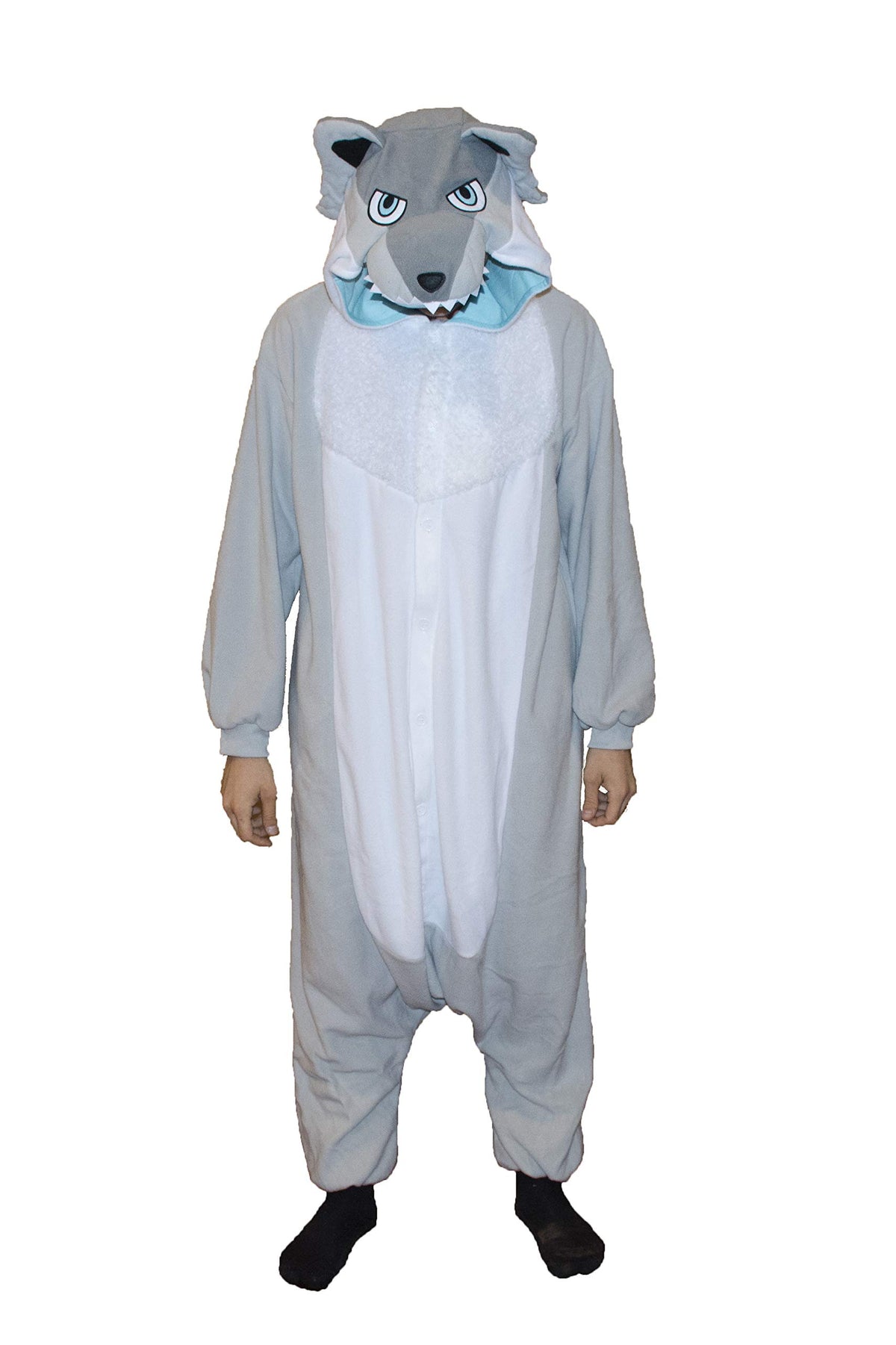 SAZAC Silver Wolf Kigurumi - Onesie Jumpsuit Halloween Costume (One Size)