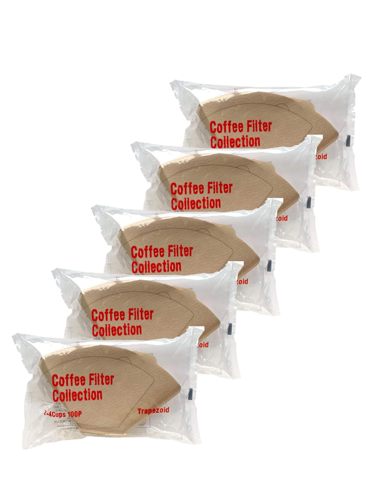 Kanae Paper Coffee Filter KS Trapezoid 2 to 4 Cups, 100 Sheets x 5 Set, Unbleached, Made in Japan, Brown