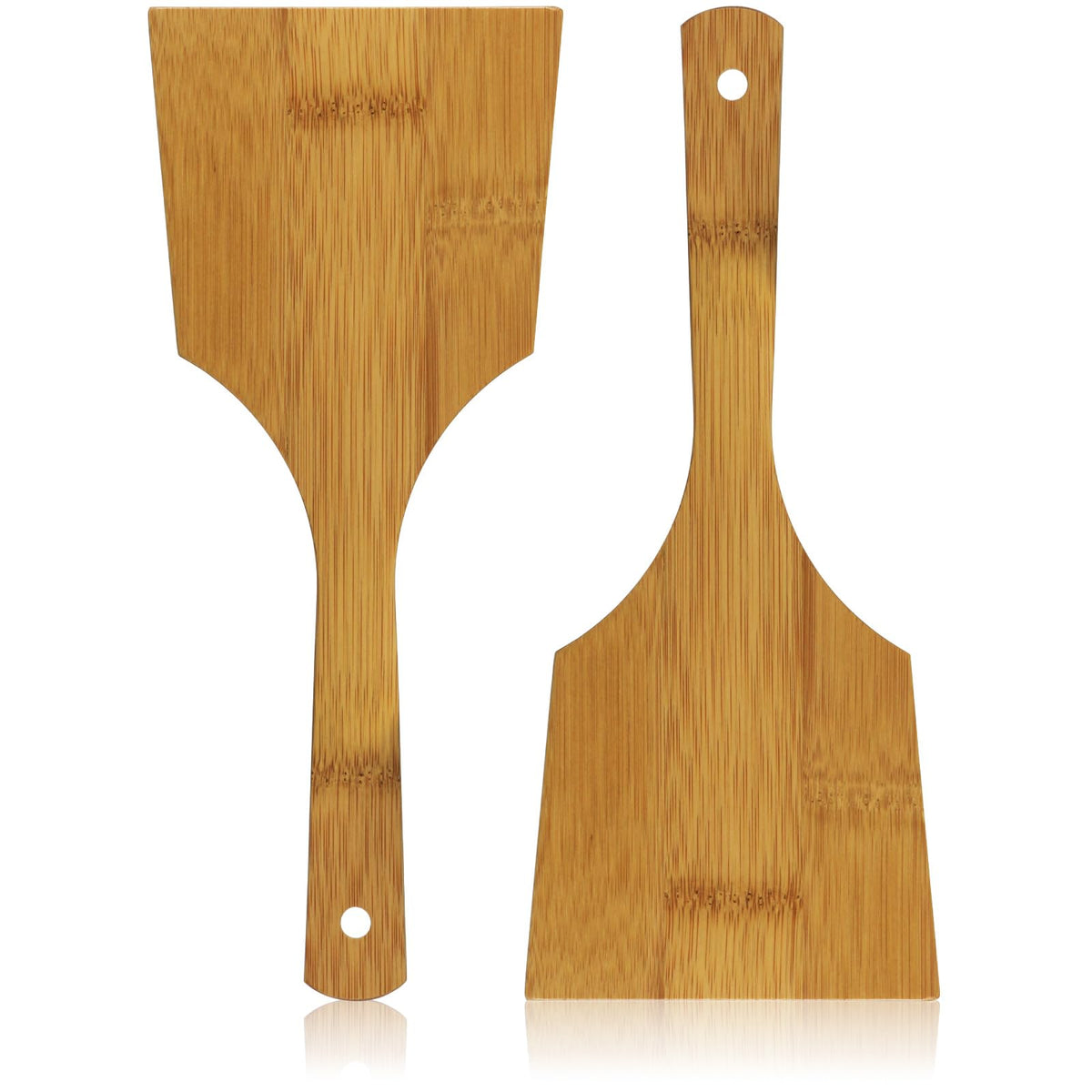Morikuru Bamboo Okonomiyaki Spatula Set of 2, 11.2-Inch (285mm), Non-Scratch Teppanyaki Flipper, Japanese Griddle Turner Kote, Made in Japan