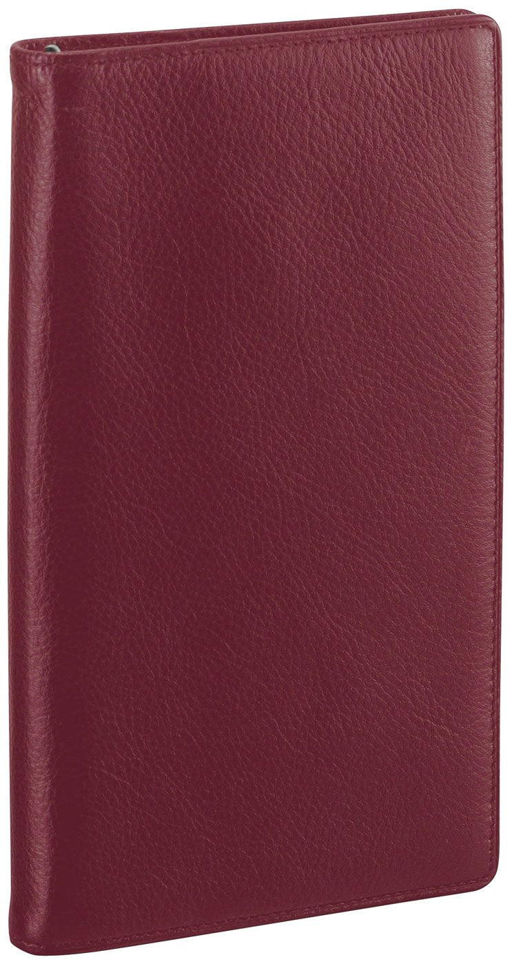 Reimei Fujii Genuine Leather Organizer Bible Size Planner (Bordeaux) - H 7.1 X W 4.3 X D 0.8 inches