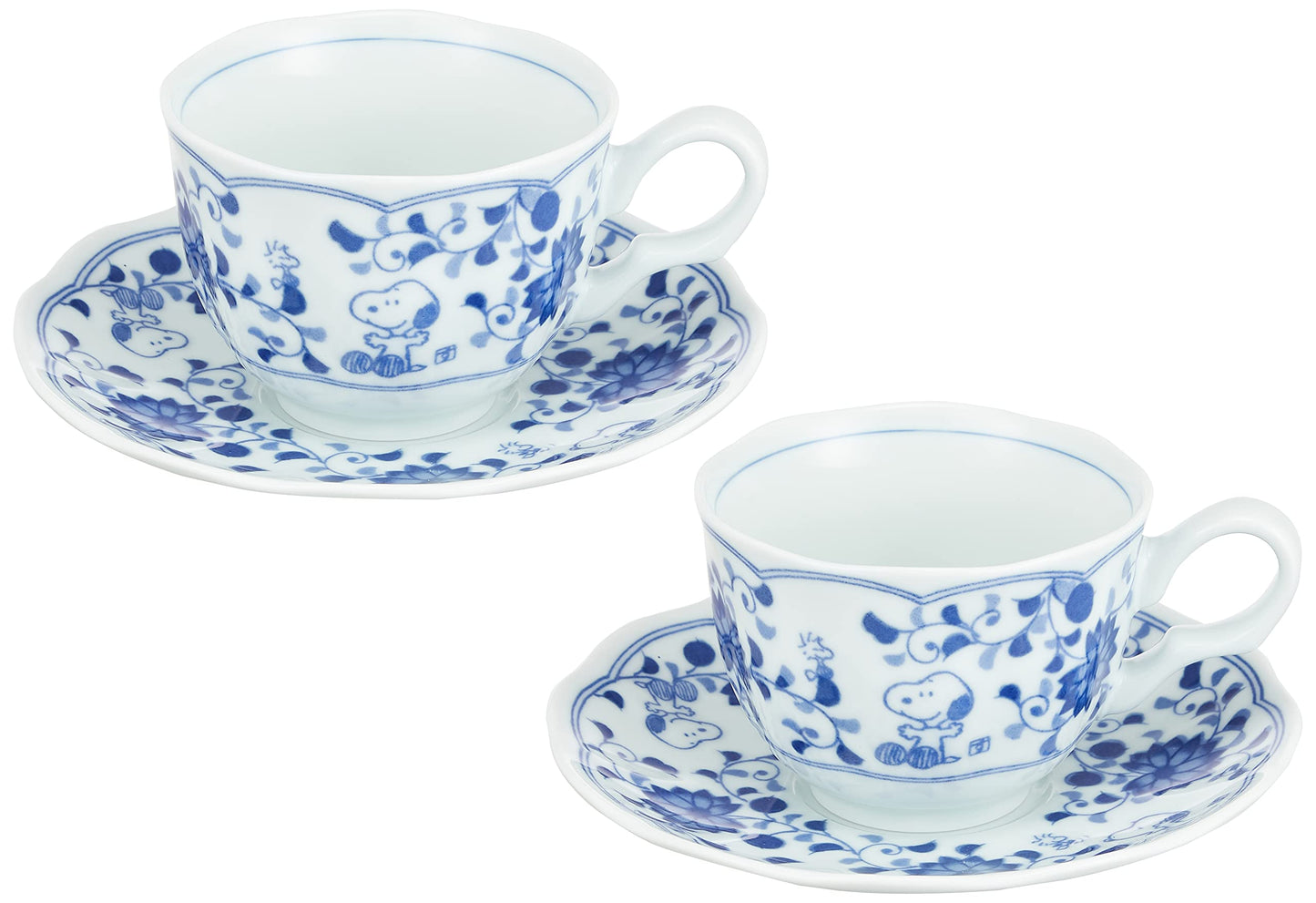 Sunupii 630742 Indigo Arabesque Cup & Saucer Pair, Comes in a Presentation Box, Arabesque / Grape