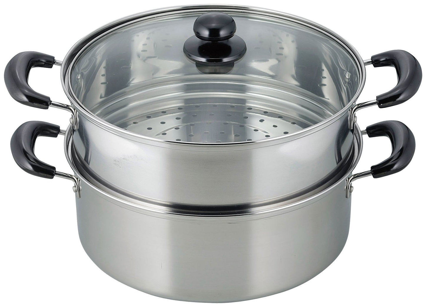 Wahei Freiz VR-8182 2-Tier Steamer, Vence, 10.2 inches (26 cm), Glass Lid Included, Induction Compatible, Stainless Steel