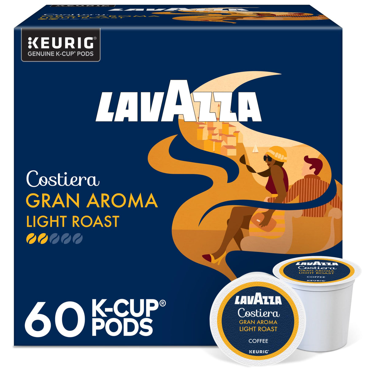 Lavazza Costiera Gran Aroma, Single-Serve Keurig K-Cup Pods, Light Roast Coffee, 60-Count Box (6 Packs of 10)