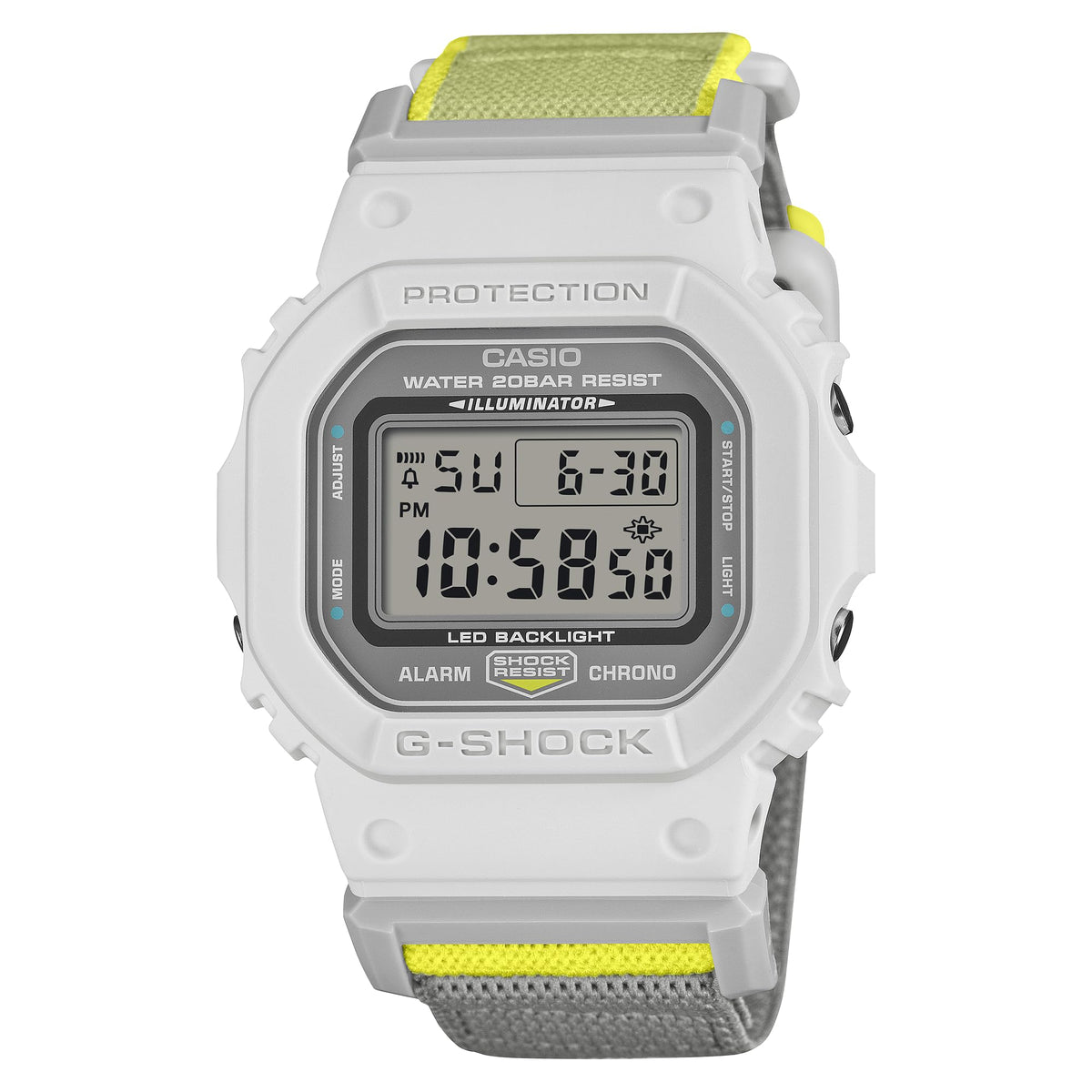 Casio G-Shock Cloth Band Gray Yellow Digital Watch DW5600MNC-7A8