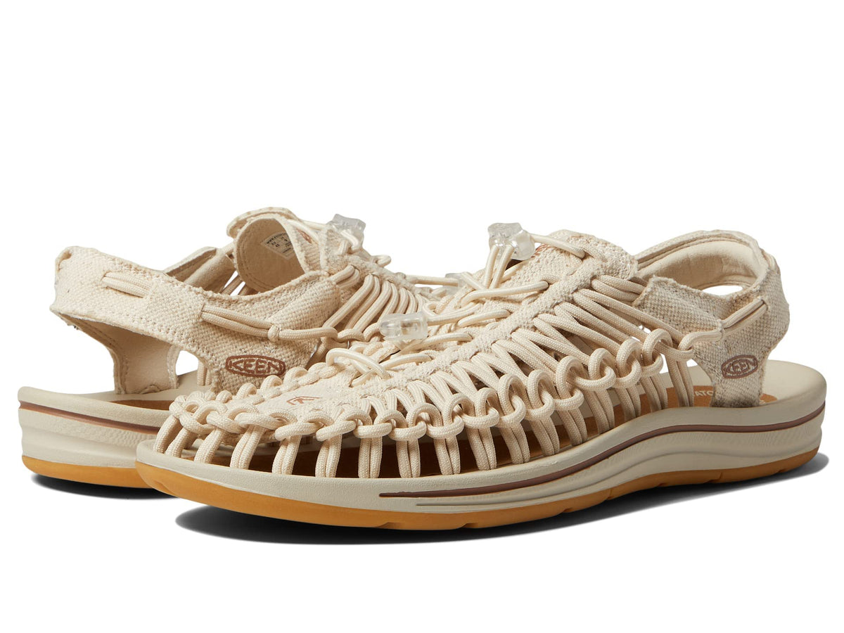 KEEN Men’s UNEEK Canvas Two Cord Sandals, Natural Canvas/Birch, 10 D (Medium) US