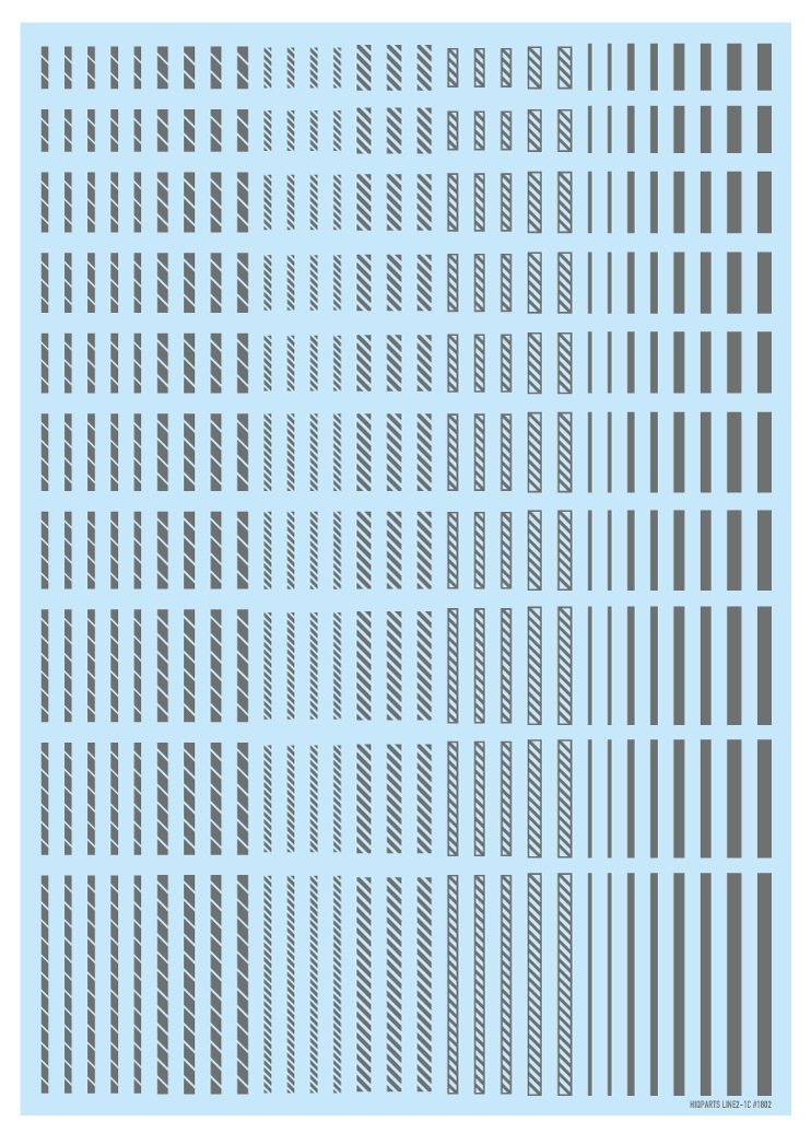 High Queue Parts line Decal 2 Light Gray 1 Pieces Plastic Model Decals LINED02-LGR