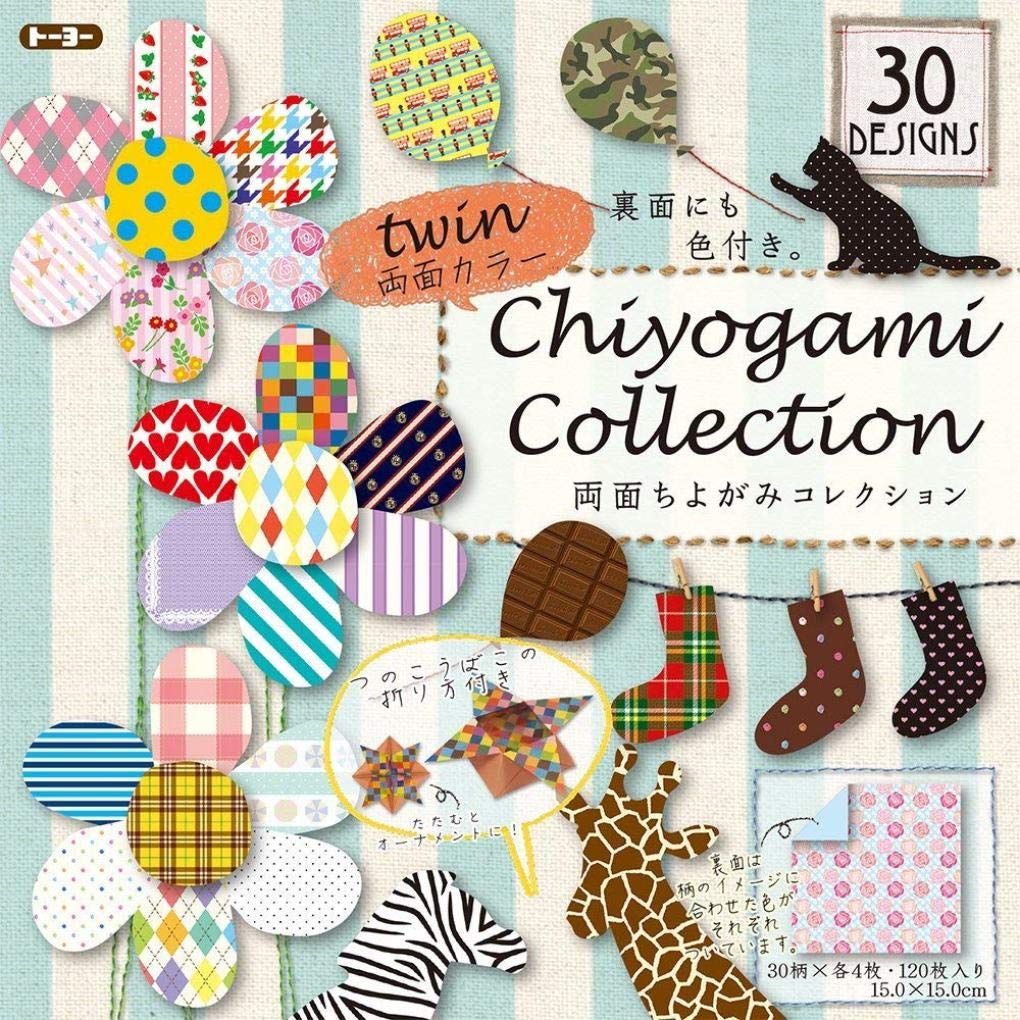 Toyo 018510 Origami Chiyogami Collection, Double-Sided, 5.9 inches (15 cm) Square, 30 Patterns, 120 Sheets