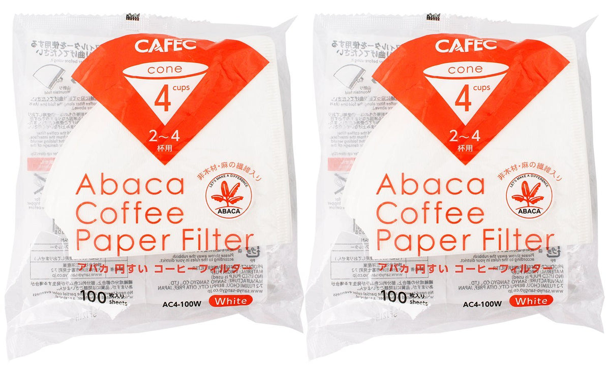 Coffee Filter Abaka, Conical Shaped with 2 – Cups 100 Count Pack of 2 White Total of 200 AC4 – W