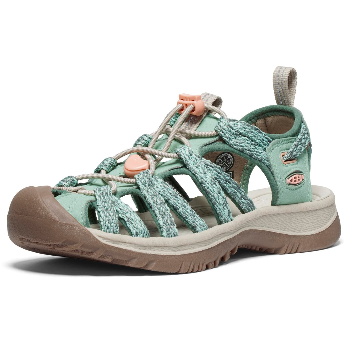 KEEN Women's Whisper Closed Toe Durable Comfortable Easy On Washable Adventure Sandals,Granite Green/Peach Parfait,7.5