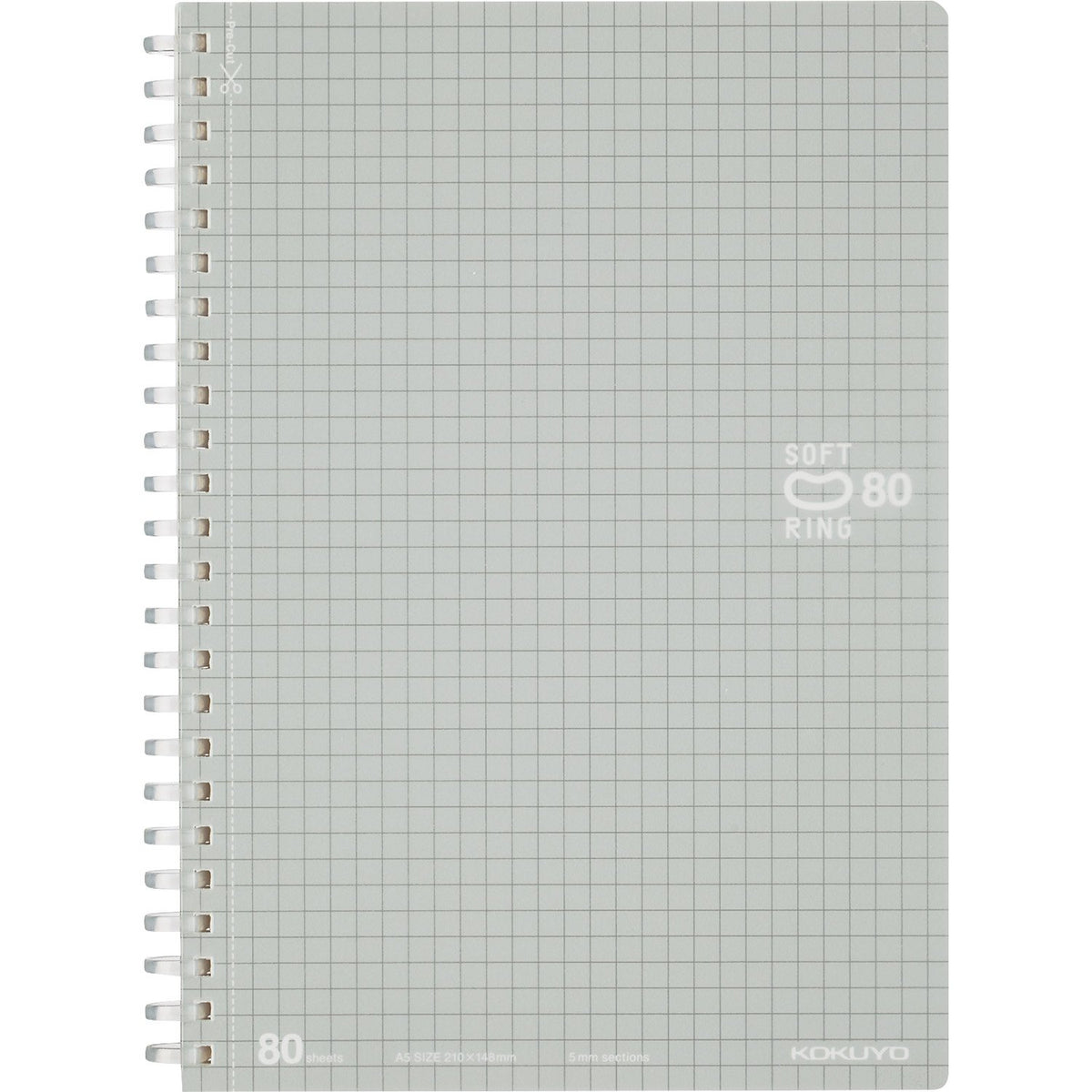 Kokuyo Spiral Graph Notebook, 8.3'' x 5.8'' Business Journal A5 Soft Ring Notebooks with 5mm Grid Ruled, 80 Perforated Sheets, Sliver 1 Subject Notebook, Note Take for Work. Japan Import(SU-SV338S5-C)