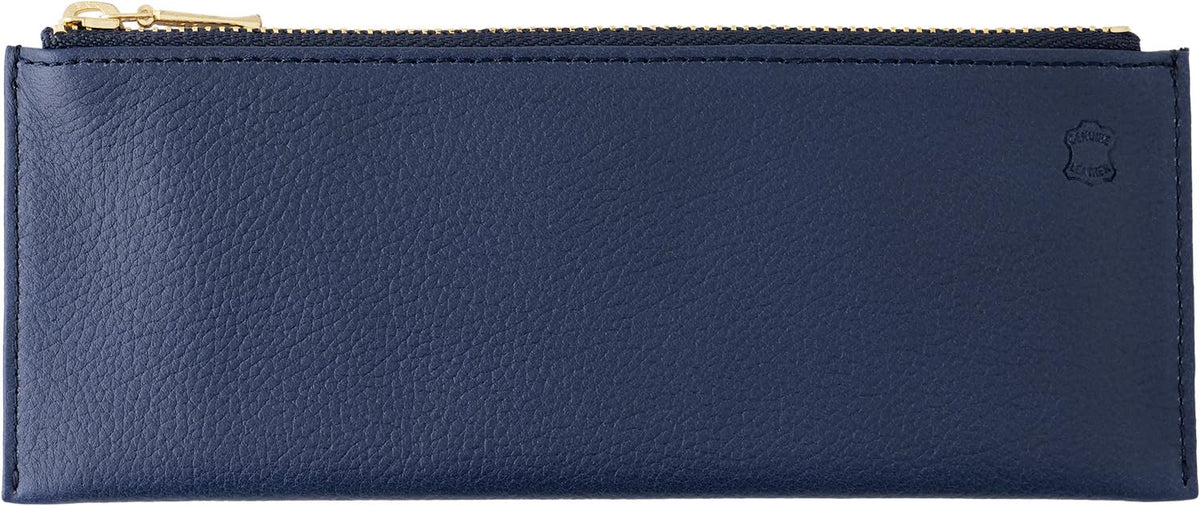 SLIP-ON OSL-1802 Pencil Case, Flat Pen Case, OSL Leather, Slip-on, Navy
