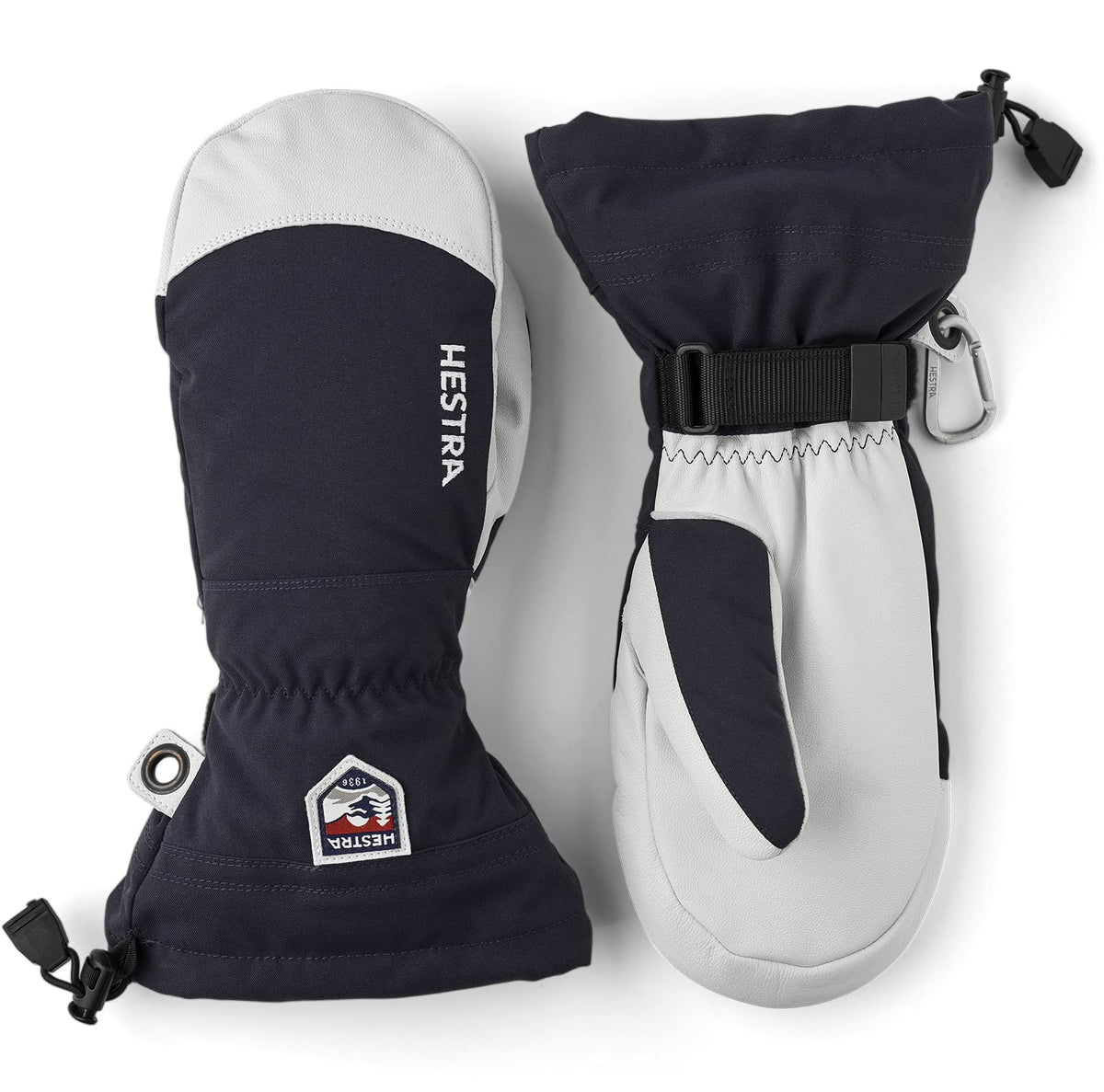 Hestra Mens and Womes Ski Gloves: Army Leather Wind-Proof Water Resistant Winter Mitten, Navy, 9