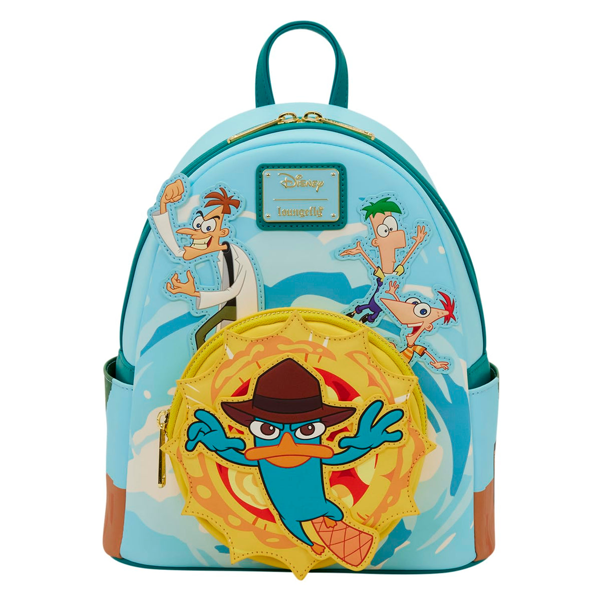 Loungefly Disney: Phineas and Ferb - Embroidered Characters Light-Up Mini Backpack - Gift for Kids & Adults – Collectible Bags