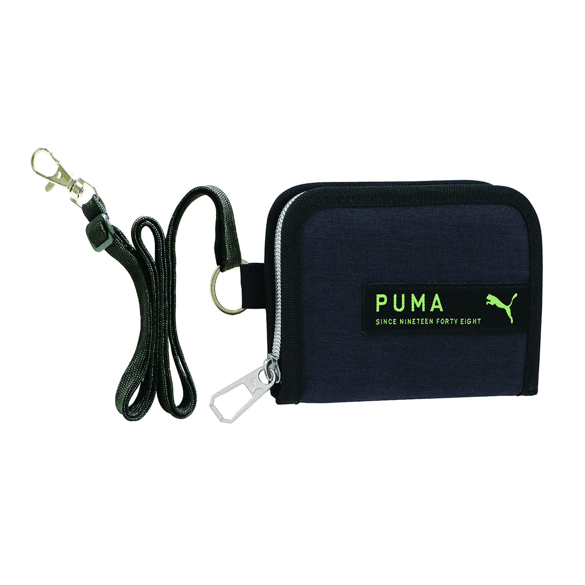 Kutsuwa PM384BK Puma Polyester Wallet, Round Zipper Wallet, Black