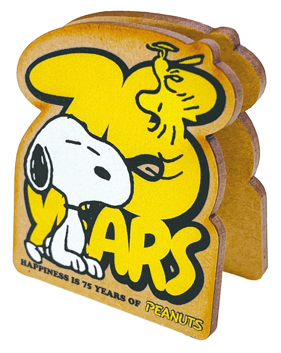 Nagano Factory SN631Y Snoopy 75th Anniversary Die Cut Memo Stand Logo Yellow