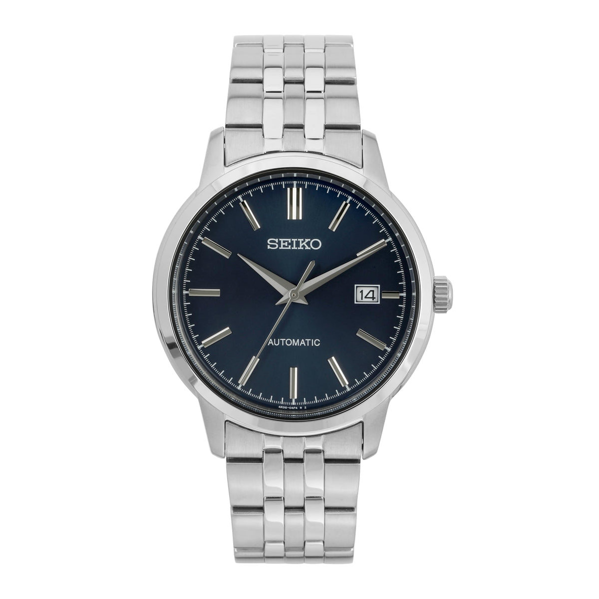 Seiko SRPH92K1 Men's Analogue Automatic Watch with Stainless Steel Strap, Silber & Blau, Bracelet