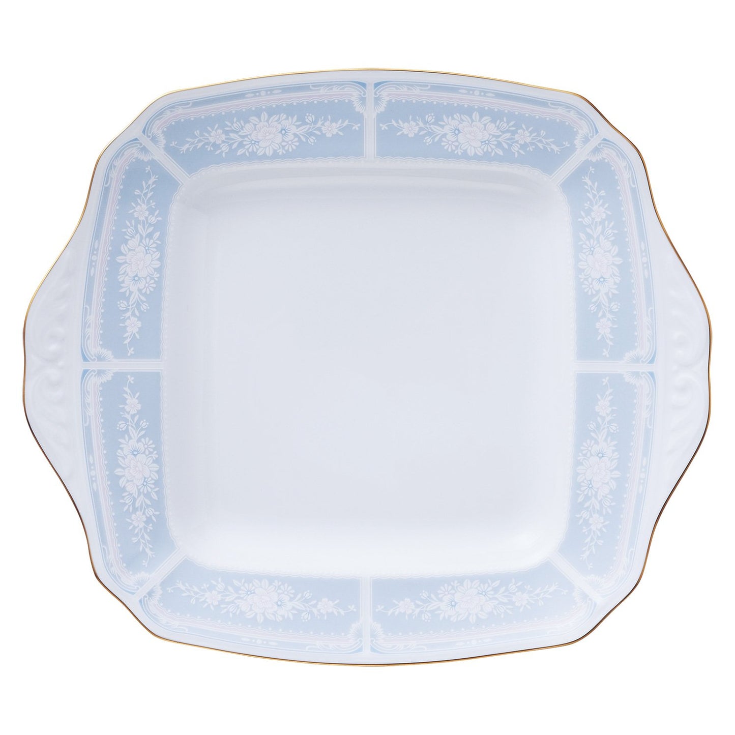 Noritake T9547A/1507 Square Plate, 11.2 inches (28.5 cm), Lacewood Gold, Blue, Fine Porcelain